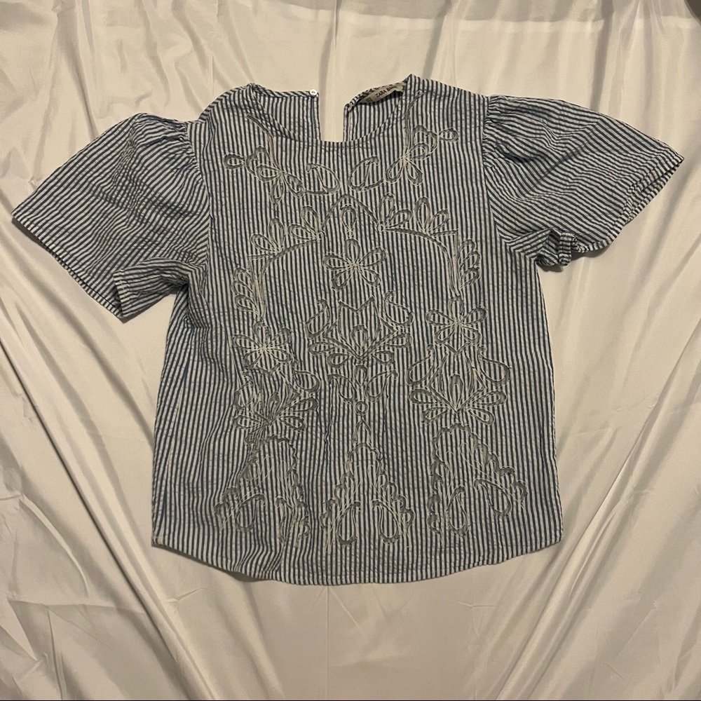 Zara Blue Striped Blouse